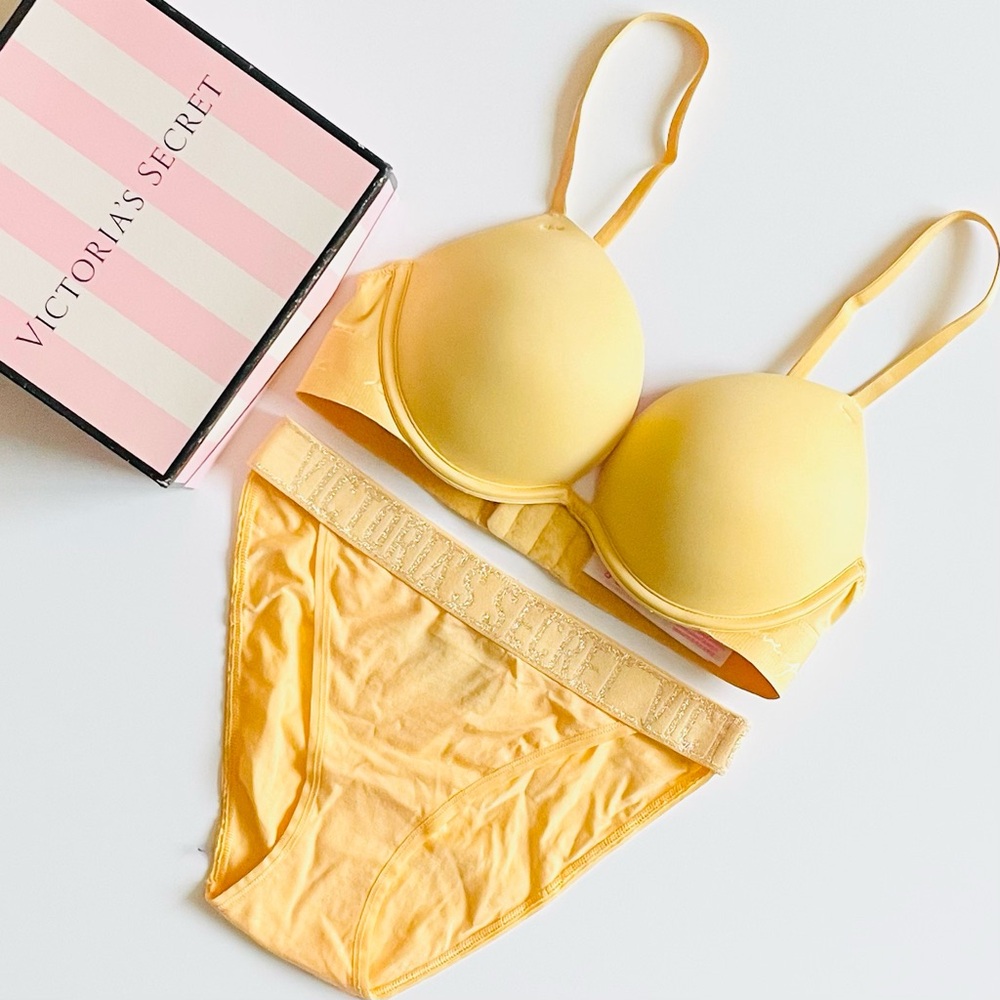 32C XS VS PINK yellow bra set